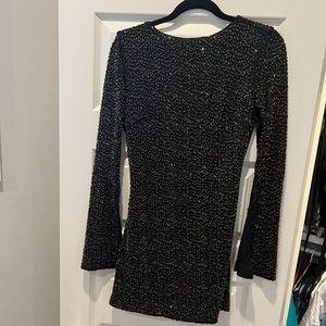 NBD Smyth Bronze and Black Sequin Long Sleeve Mini Dress